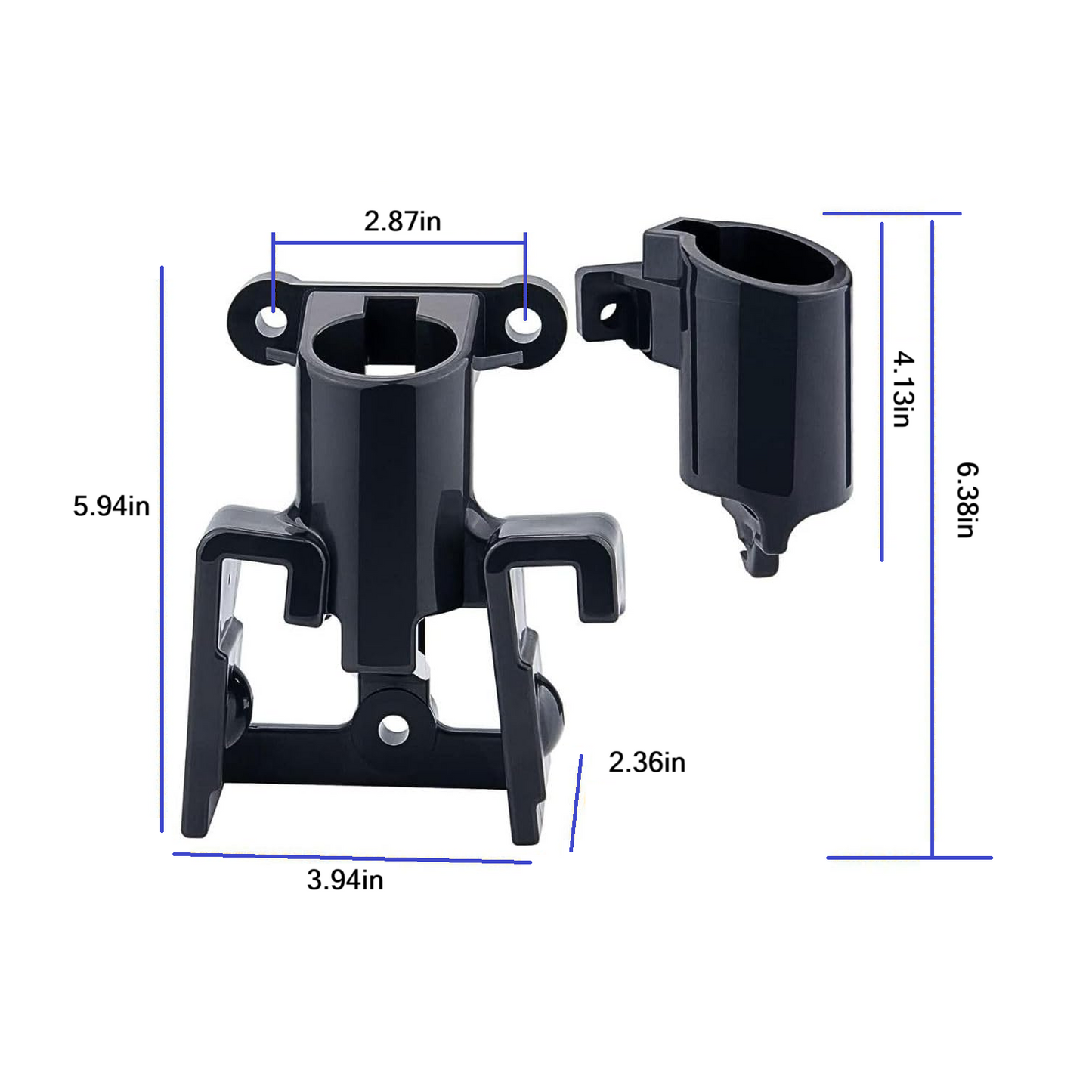 Glad Hand Holder Kit for Semi Trucks, Air Brake Coiled & Electric Power Cable Organizer Bracket - Black