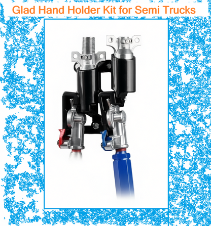 Glad Hand Holder Kit for Semi Trucks, Air Brake Coiled & Electric Power Cable Organizer Bracket - Black