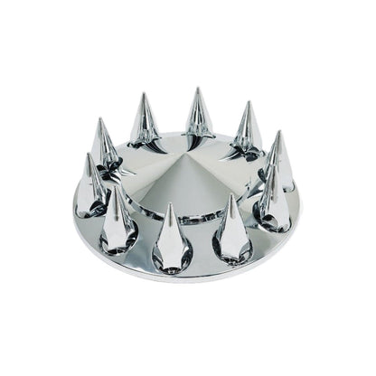 Spike Front Axle Cover Combo Kits for Semi Truck Hubs w/Screw-On 33mm Lug Nut, ABS Plastic Chrome Plated, 10 Hole Removable Caps