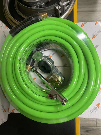 Heavy-Duty Truck Tire Inflator Kit (300 PSI) - 3/8" 50ft Hybrid Hose + Universal Glad Hand + Dual Foot Chuck (TR63051G)
