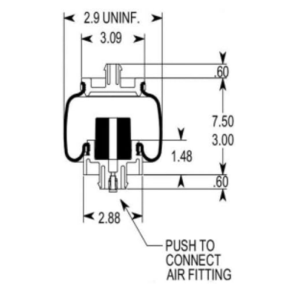 Cabin Sleeper Air Spring Bag for Freightliner Century Class & Argosy COE 2002 & EARLIER (Replaces Firestone W02-358-7206, Freightliner 18-29919-000