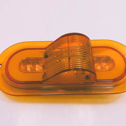 10-30V 6-Inch Oval LED Stop Tail Turn Light | IP67 Waterproof Truck Trailer RV Bus Tow Vehicle Lamp with Amber Lenses