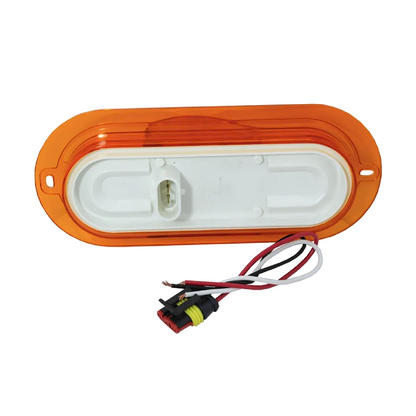 10-30V 6-Inch Oval LED Stop Tail Turn Light | IP67 Waterproof Truck Trailer RV Bus Tow Vehicle Lamp with Amber Lenses