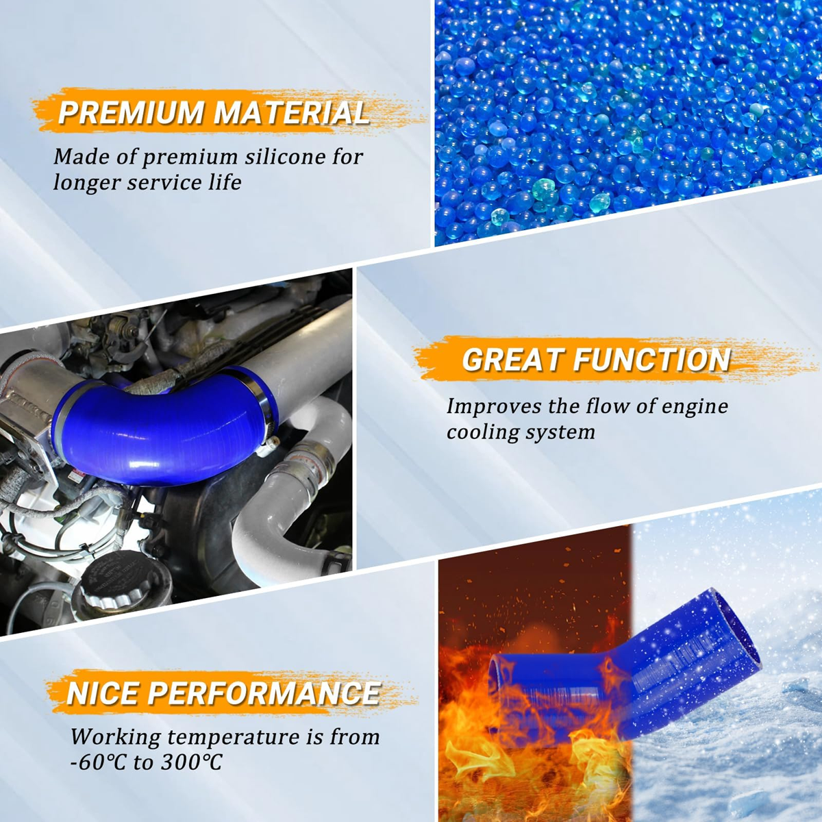 2.5 Inch Silicone Hose Elbow, 45 Degree High Performance Coupler Silicone Hose ID 2.5”/63mm for Semi Truck Intercooler Intake Piping- Blue