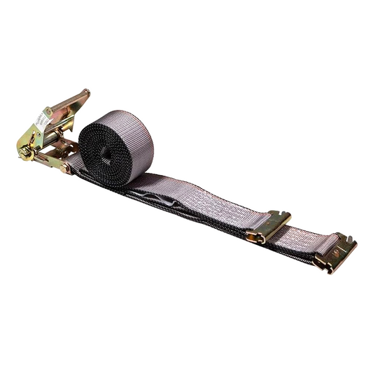 2'' x 16' E Track Straps w/Spring E-Fittings - Grey Ratchet Etrack Straps w/Heavy Duty 4400 lbs Breaking Strength for Trailers, Trucks & Vans