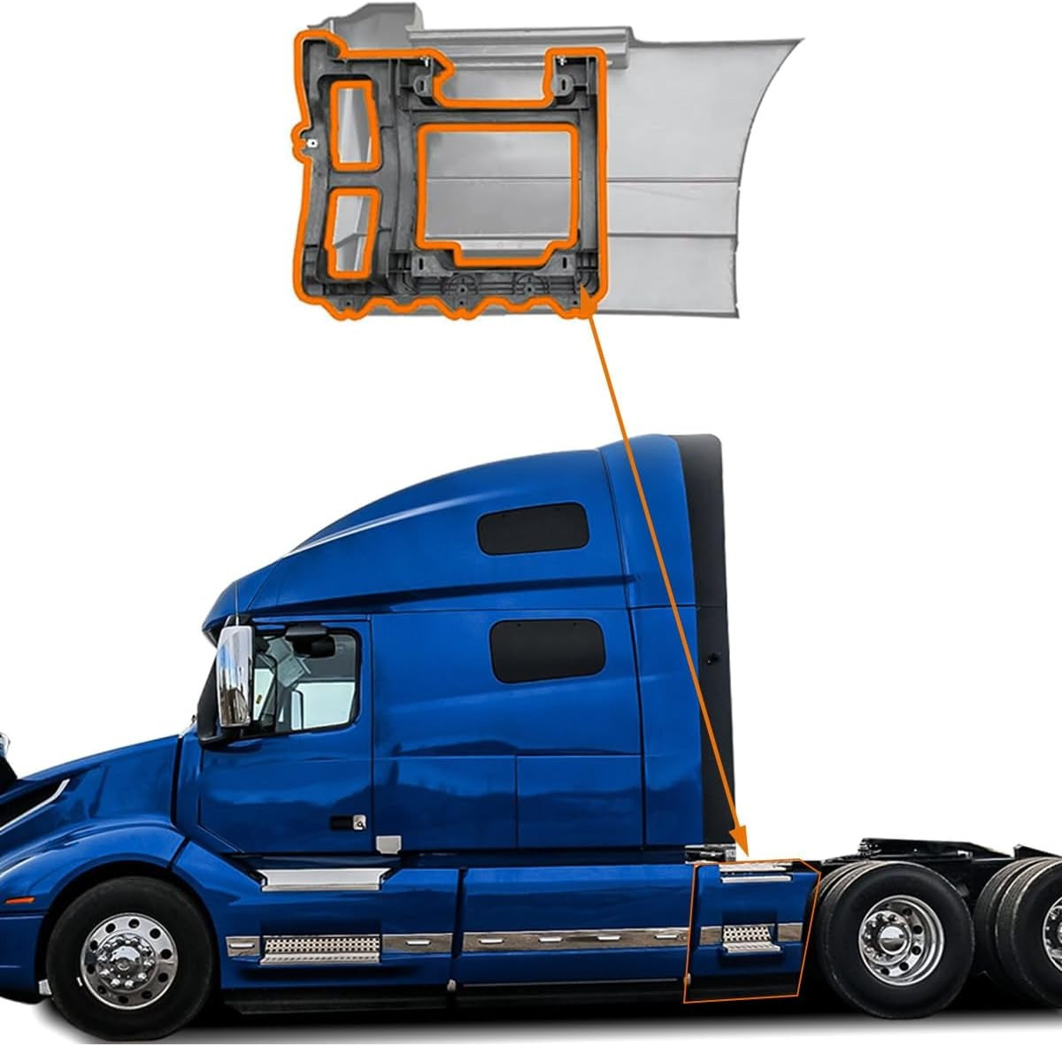 Volvo VNL 2018+ Step Fairing reinforcement  Large  SUPPORT Left Driver Side