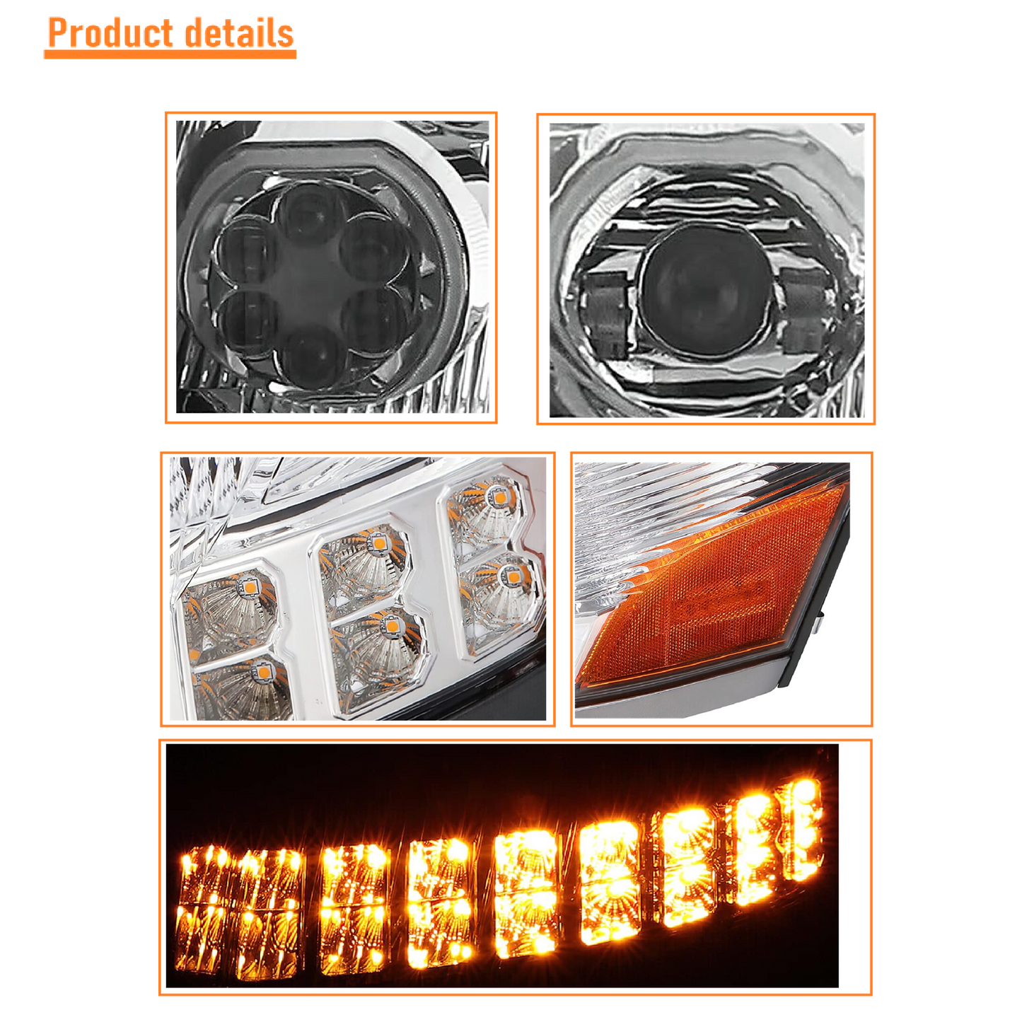 VOLVO VNL 2004-2017 full LED headlight Chrome Housing 12V