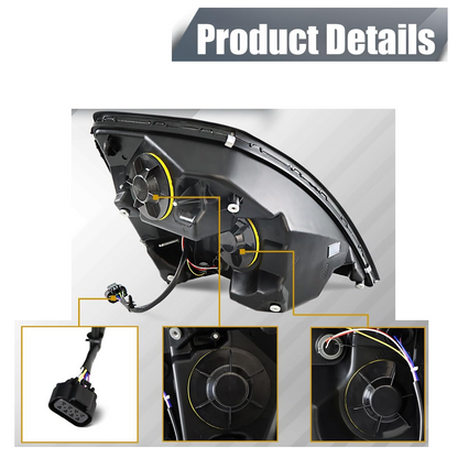 Volvo VNL 2004-2017 Halogen Headlight, Black Headlamp Left Driver Side