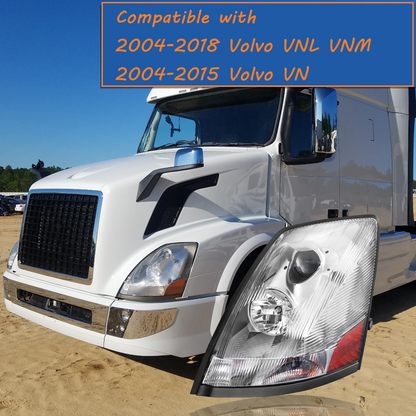 Volvo VNL 2004-2017 Halogen Headlight Chrome Left Driver Side | Chrome