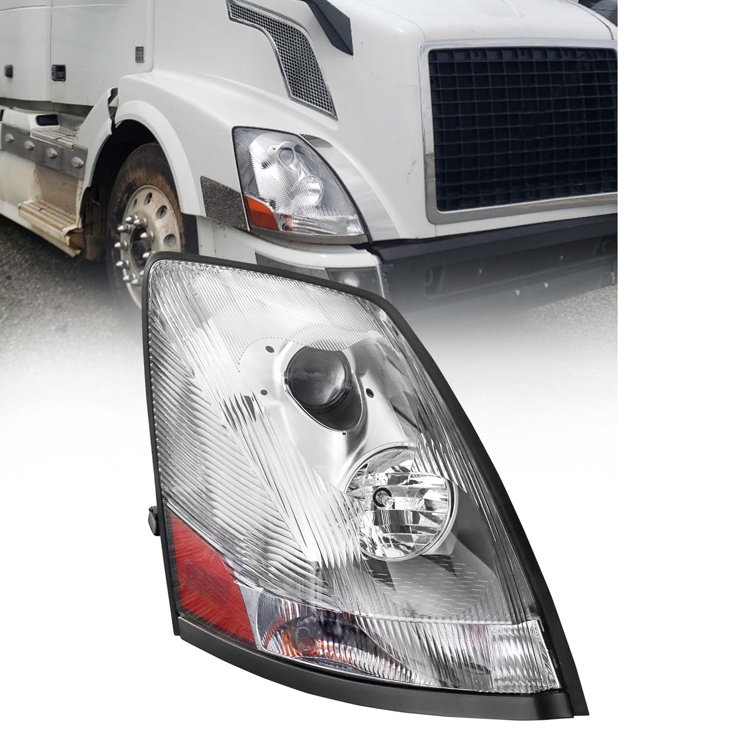 Volvo VNL 2004-2017  Halogen Headlight Right Passenger Side | Chrome