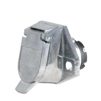 7-Way Round Wiring Harness Vehicle-Side Socket, SAE J560 Style Die-Cast Zinc Housing, 7 Pin Round Connector for RV Semi Truck Trailer