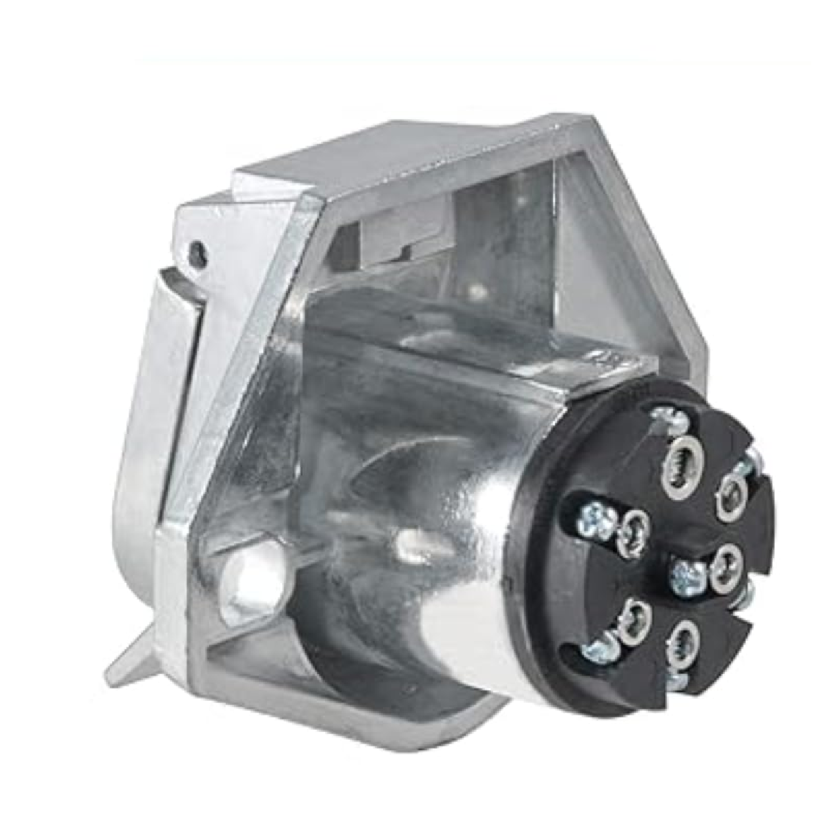 7-Way Round Wiring Harness Vehicle-Side Socket, SAE J560 Style Die-Cast Zinc Housing, 7 Pin Round Connector for RV Semi Truck Trailer