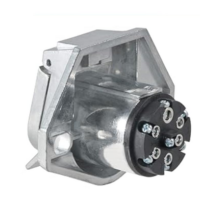 7-Way Round Wiring Harness Vehicle-Side Socket, SAE J560 Style Die-Cast Zinc Housing, 7 Pin Round Connector for RV Semi Truck Trailer