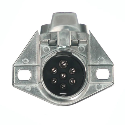 7-Way Round Wiring Harness Vehicle-Side Socket, SAE J560 Style Die-Cast Zinc Housing, 7 Pin Round Connector for RV Semi Truck Trailer