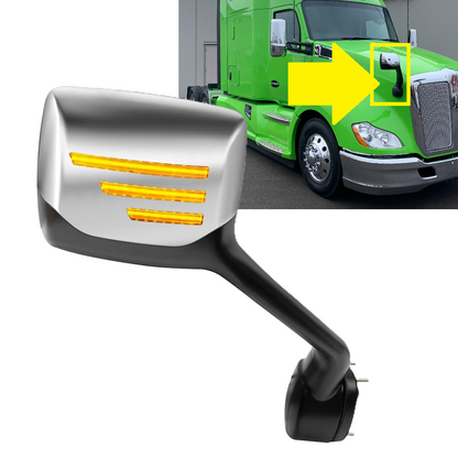 Kenworth T680 2013-2021 &Peterbilt 579/587 2010-2020 LED Turn Signal Chrome Hood Mirror Right Passenger Side