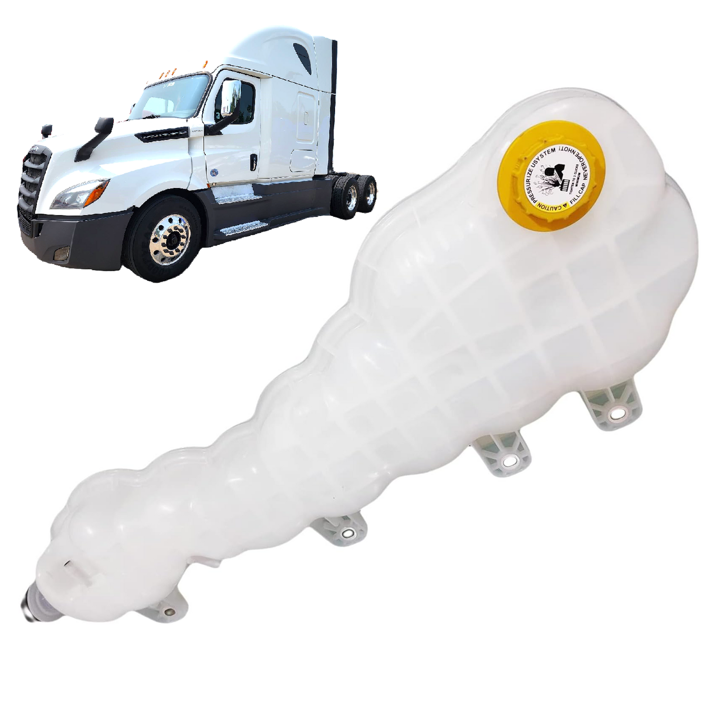Heavy Duty Replacement Coolant Reservoir Tank for 2018+ Freightliner Cascadia | Direct Fit for A0532836000 | with Cap & Sensor