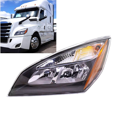Headlamp Replacement for Freightliner Cascadia 2018 2019 2020 2021 2022 2023 2024 Halogen Headlight Assembly, Black Housing