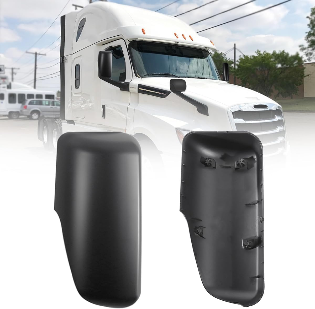 Mirror Covers Black Housing Door Rearview Door Side Mirror Covers for 2018+ Freightliner Cascadia
