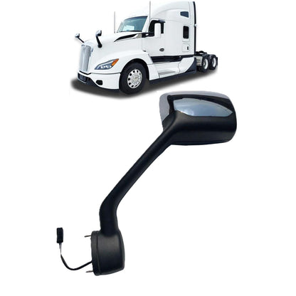 Replacement Hood Mirror for 2022-2024 Kenworth NEW T680 Next Gen Hood Mirror, Chrome Back Cover Assembly, Heated