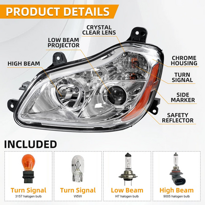 Kenworth T680 2013-2021 Headlight Left side Halogen | P546164100