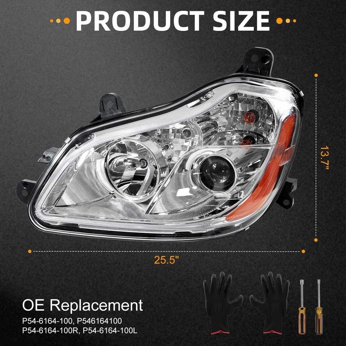 Kenworth T680 2013-2021 Headlight Left side Halogen | P546164100