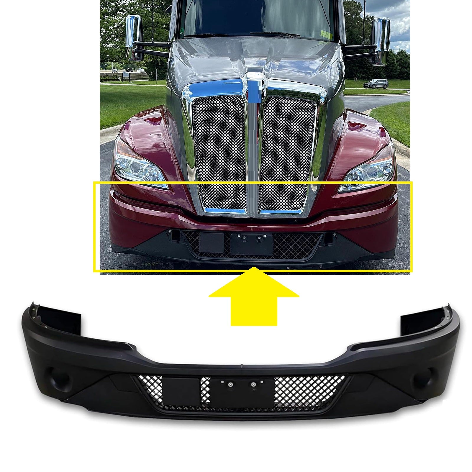 Kenworth T680 NEXT GEN 2022+ Bumper complete Black paint