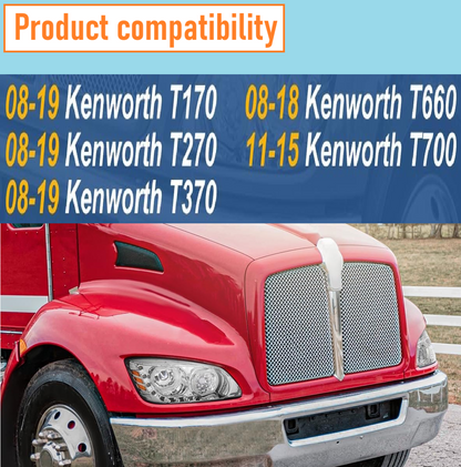 Kenworth T170 T270 T300 T370 T660 T700 2008-2019 Full LED Halo DRL Projector Headlights Assembly Chrome Housing 12V