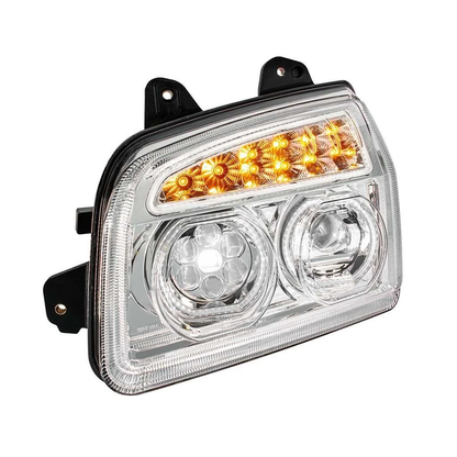 Full LED Headlight Compatible with Kenworth T880 2019-2024  | Dual LED Halo DRL Projector Headlight Lamps with LED Sequential Chase Turn Signal