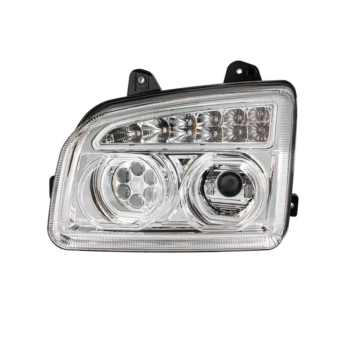 Full LED Headlight Compatible with Kenworth T880 2019-2024  | Dual LED Halo DRL Projector Headlight Lamps with LED Sequential Chase Turn Signal