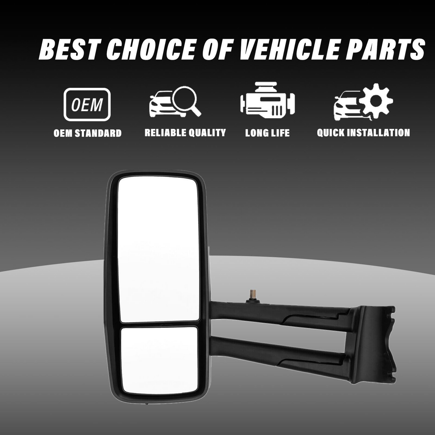 Kenworth T680/T880 2013-2020 Door Mirror Power Heated w/Arm Chrome  Left Driver Side