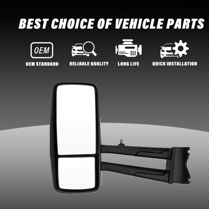 Kenworth T680/T880 2013-2020 Door Mirror Power Heated w/Arm Chrome  Left Driver Side