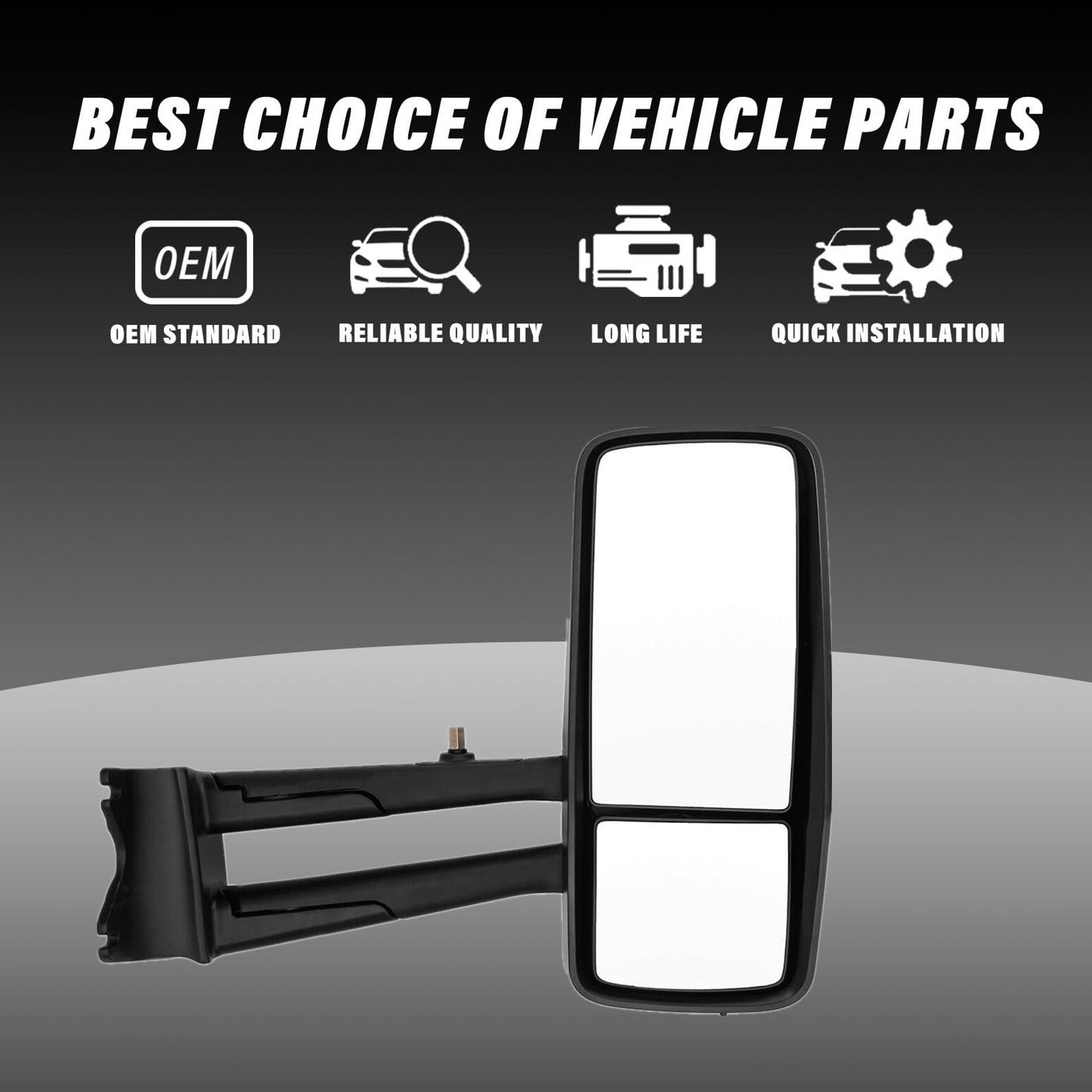 Kenworth T680/T880 2013-2021 Door Mirror Power Heated w/Arm Chrome  Right Passenger Side