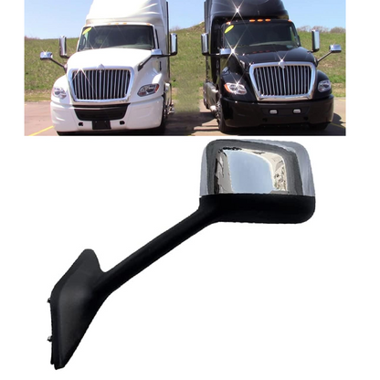 International 2018-2021 LT625 Hood Mirror with Arm Chrome Left Driver Side