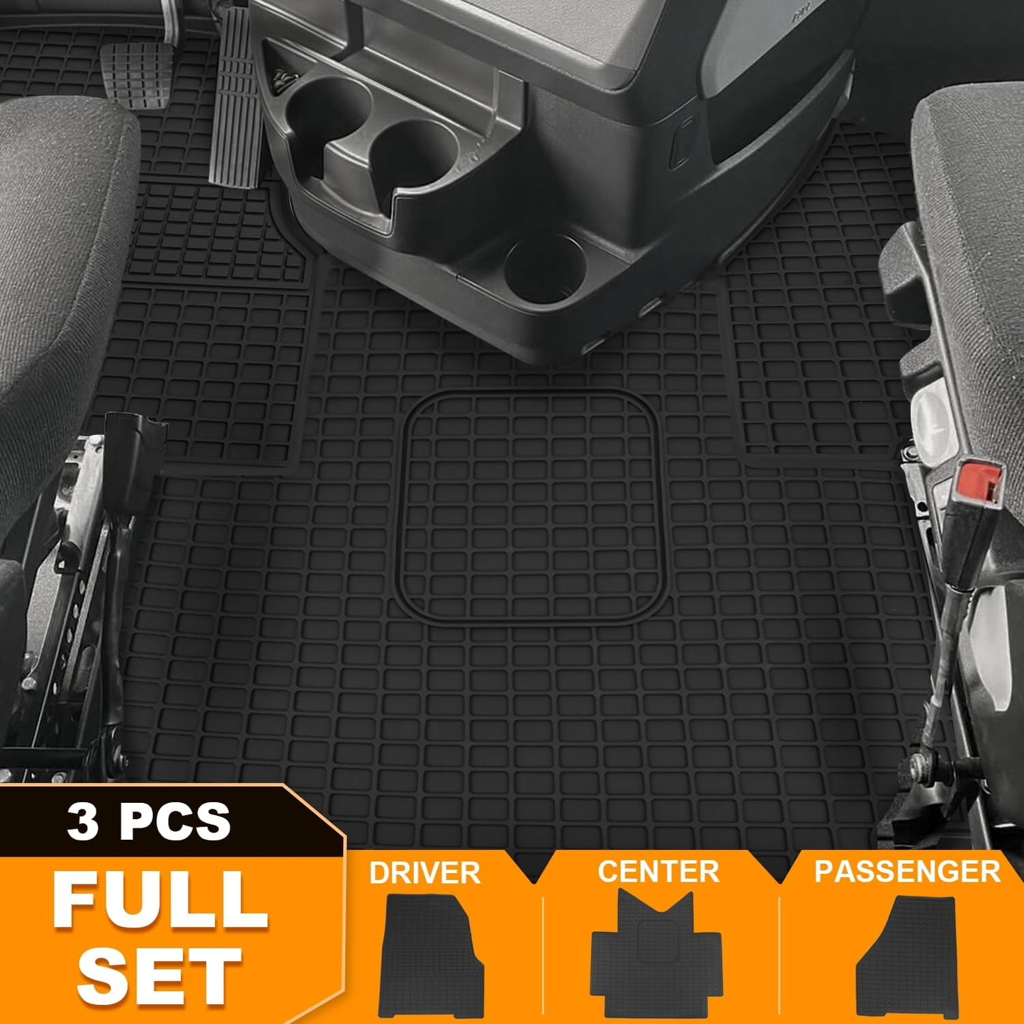 Freightliner Cascadia 2018-2023 Truck Floor Mats 3PCS Latex/Black