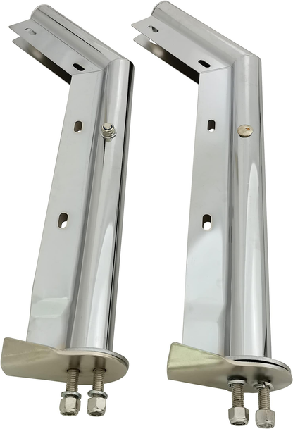 Chrome Angled Spring Loaded Mud Flap Hanger Bracket Set 1-1/8" Bolt Spacing 27.5" Length fit for Semi Trucks