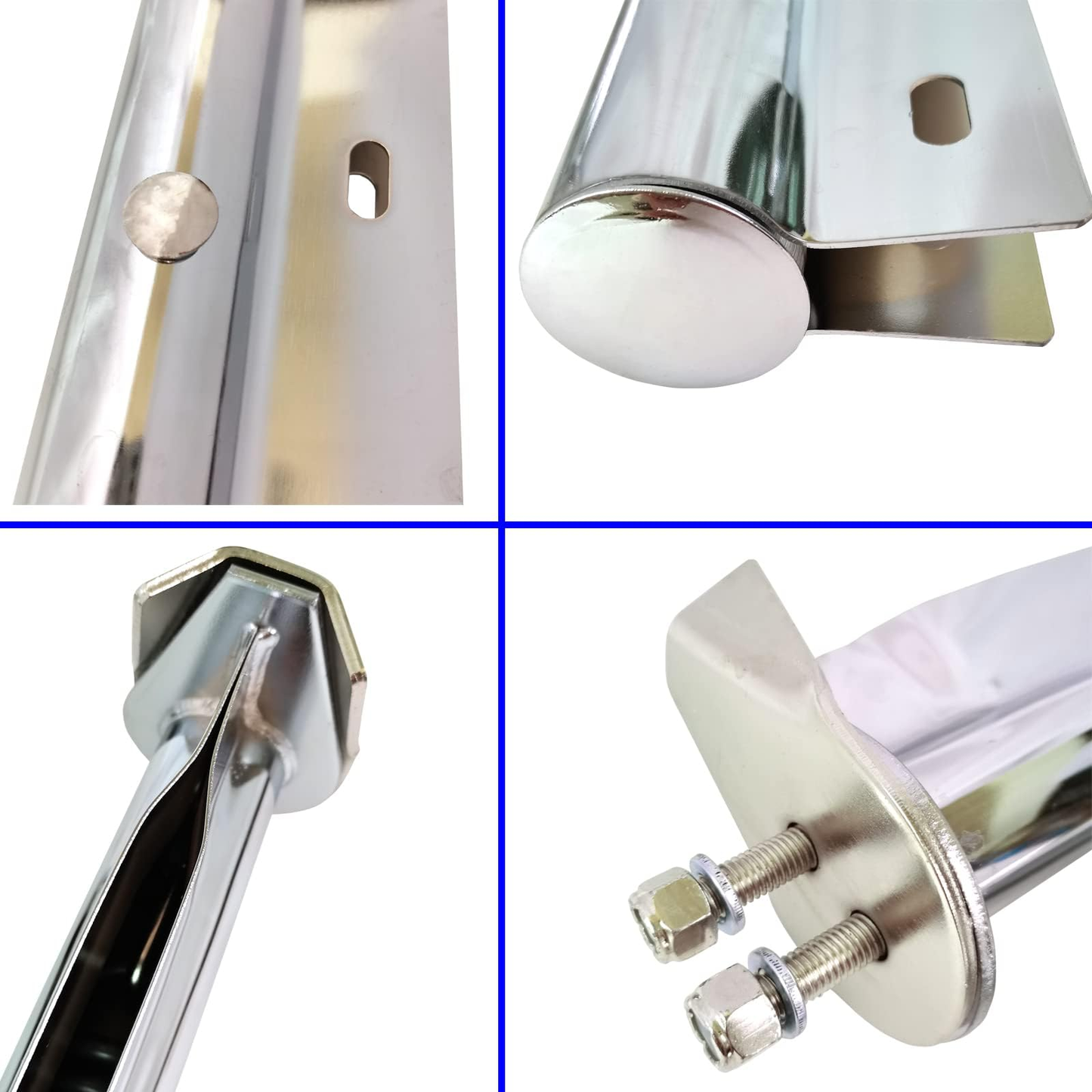 Chrome Angled Spring Loaded Mud Flap Hanger Bracket Set 1-1/8" Bolt Spacing 27.5" Length fit for Semi Trucks