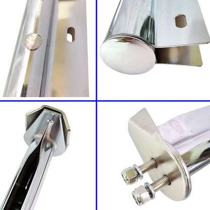 Chrome Angled Spring Loaded Mud Flap Hanger Bracket Set 1-1/8" Bolt Spacing 27.5" Length fit for Semi Trucks