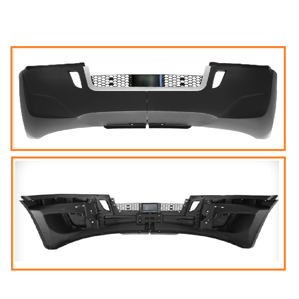 Freightliner Cascadia 2018-2025 Front Bumper, with CHROME Center TRIM, Radar Cover and NO fog light hole