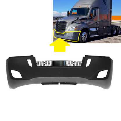 Freightliner Cascadia 2018-2025 Front Bumper, with Black Center Trim, Radar Cover and Fog LIGHT Hole