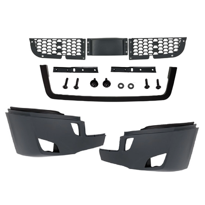Freightliner Cascadia 2018-2025 Front Bumper, with Black Center Trim, Radar Cover and Fog LIGHT Hole