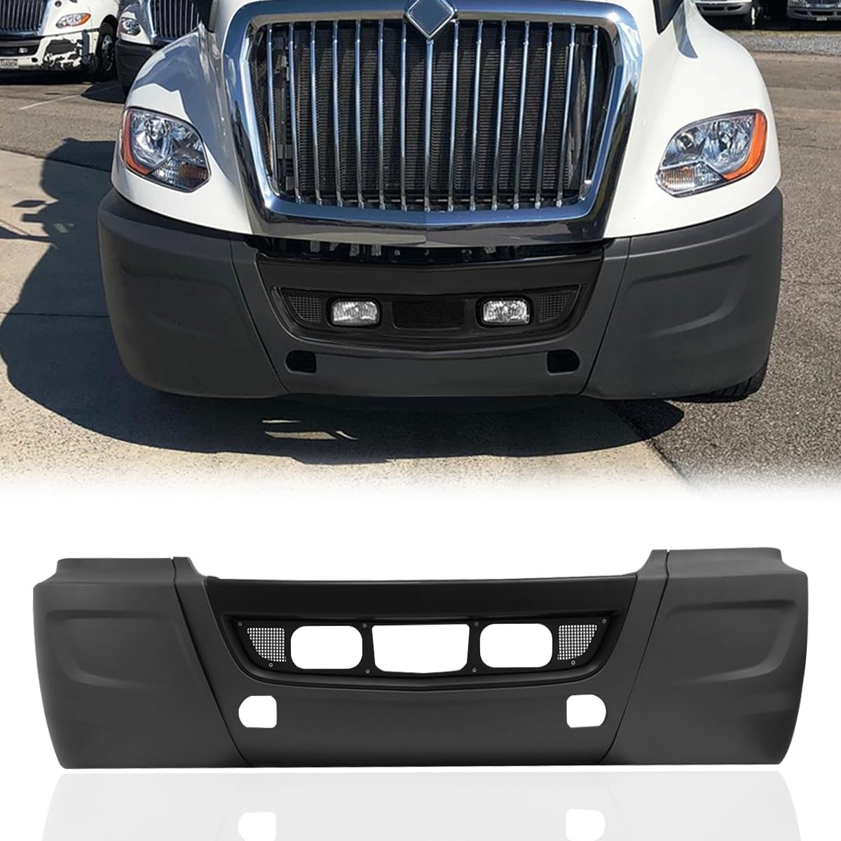 Bumper Assembly with Black Painted Center Trim For International LT625 2018+