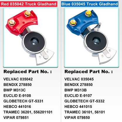 Glad Hands Kit with Rubber Seals, Aluminum Glad Hand Universal Red Blue Emergency Service Gladhand Set for Semi Trucks Trailers Tractors Air Line
