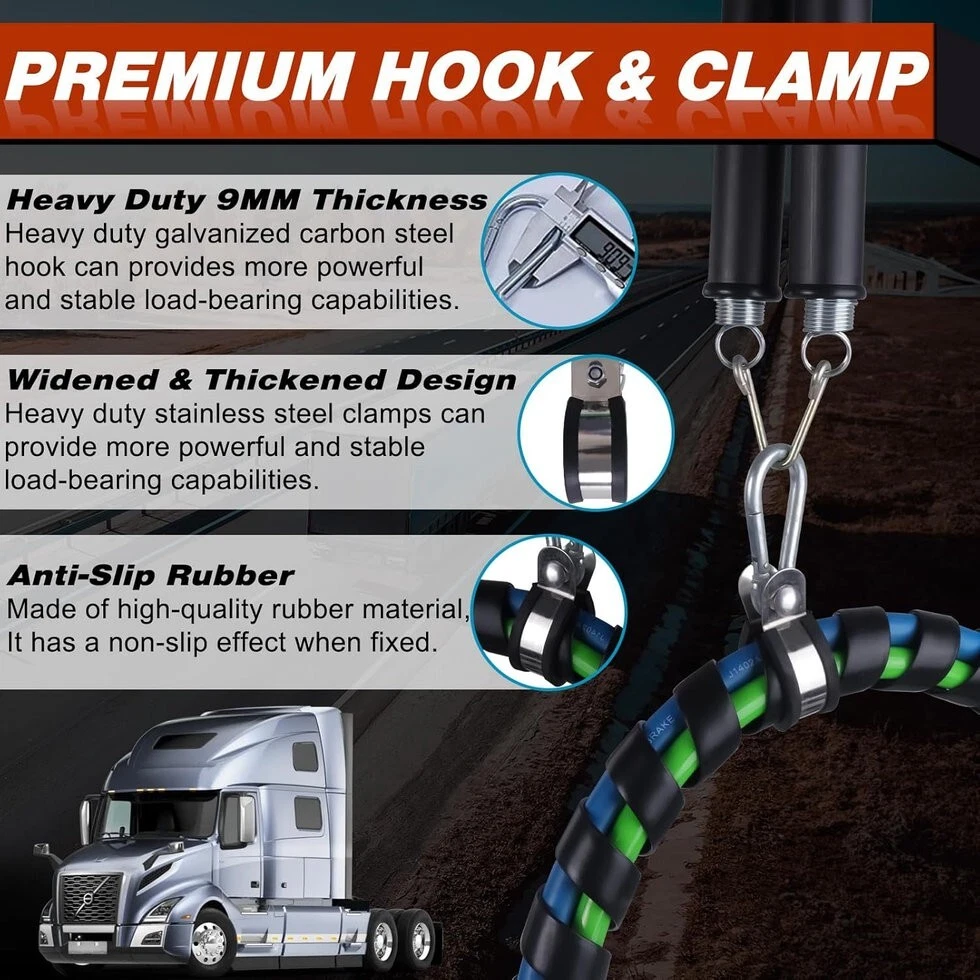 Double Tender Spring Kit with Hanger Bracket – Dual Steel Coil Springs for Secure Suspension of Air Lines & Electrical Cords – Heavy-Duty Design for Semi Trucks, Trailers & Tractors