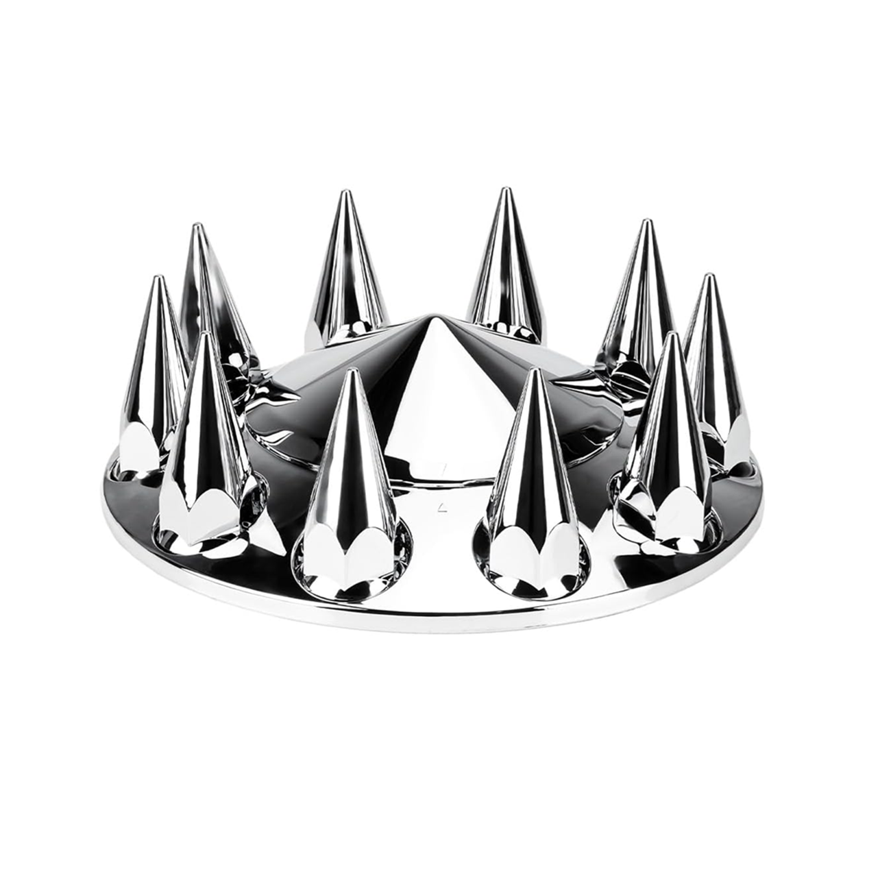 Spike Front Axle Cover Combo Kits for Semi Truck Hubs w/Screw-On 33mm Lug Nut, ABS Plastic Chrome Plated, 10 Hole Removable Caps