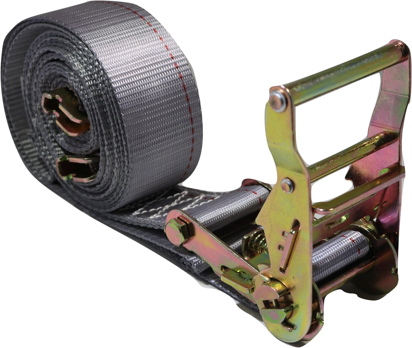 E-Track Ratchet Straps 2" x 16', Spring E-Fittings, Heavy Duty 4,400 lbs Capacity – Grey for Trailers, Trucks & Vans