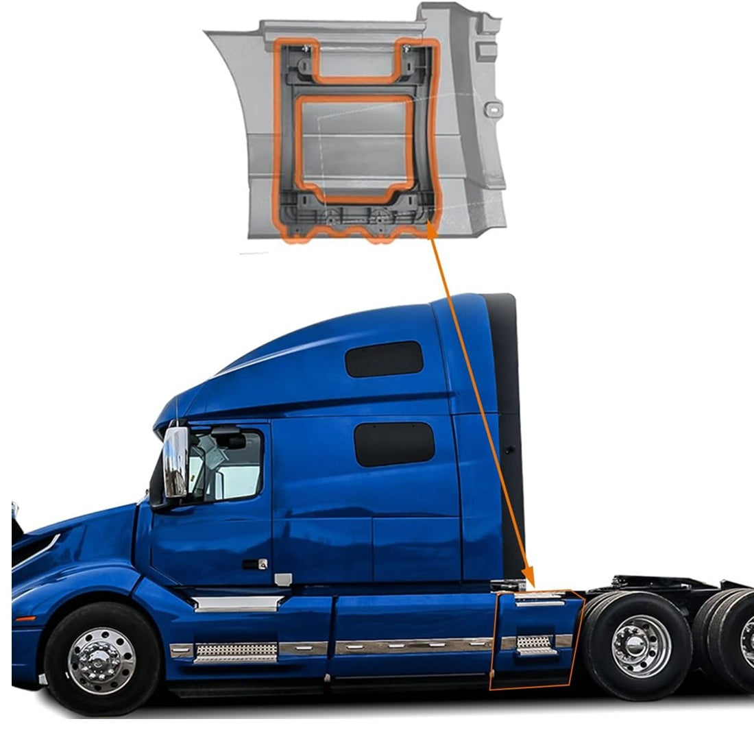 Volvo VNL 2018+ Step Fairing reinforcement  Small  SUPPORT Left Driver Side